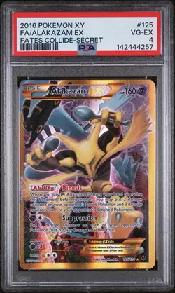 2016 POKEMON XY FATES COLLIDE SECRET #125 FULL ART/ALAKAZAM EX PSA 4 - Image 1