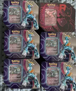 Pokemon TCG Paradox Destinies Iron Crown Ex Tin Lot Of 5 plus 1 team rocket tin - Image 1
