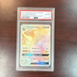 Pokemon Charizard GX Secret Rare 150/147 SM-Burning Shadows PSA 8 Holo Full Art - Image 1