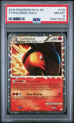 2010 POKEMON HEARTGOLD & SOULSILVER #110 TYPHLOSION-HOLO PSA 8 - Image 1