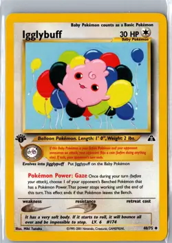 Pokemon 1st edition Neo Discovery Igglybuff 40/75 - Image 1