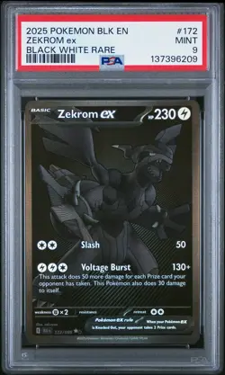 2025 POKEMON BLK EN-BLACK BOLT BLACK WHITE RARE #172 ZEKROM EX PSA 9 - Image 1