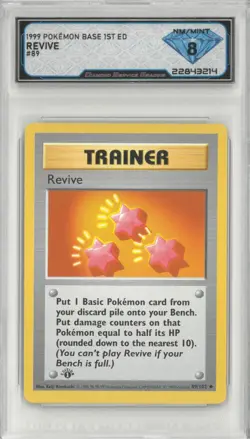 1999 Pokemon Base 1st Ed REVIVE #89/102 💎 DSG 8 NM/Mint - Image 1
