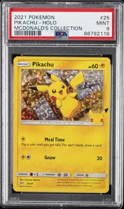 2021 POKEMON MCDONALD'S COLL #25 PIKACHU-HOLO PSA 9 - Image 1