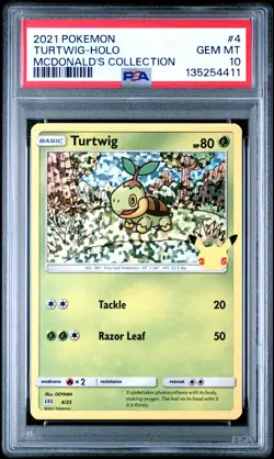 2021 POKEMON MCDONALD'S COLL #4 TURTWIG-HOLO PSA 10 - Image 1