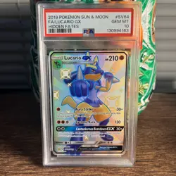 Lucario GX SV64/SV94 Hidden Fates Shiny Vault Holo PSA 10 GEM-MT - Image 1