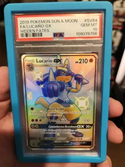 Lucario GX SV64/SV94 Hidden Fates: Shiny Vault Holo PSA GEM MINT 10 - Image 1