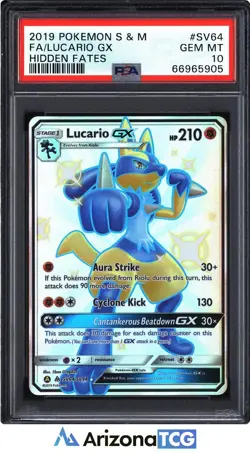 Pokemon 2019 Lucario GX SV64 Full Art Shiny Vault Hidden Fates GEM MINT PSA 10 - Image 1