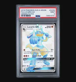Pokemon Lucario GX SV64/SV94 Hidden Fates Shiny Vault Holo English PSA 9 (2019) - Image 1