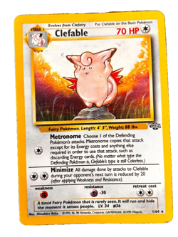 Clefable 1/64 Holo Jungle Set Pokemon Card Played - Image 1