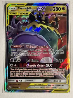 Naganadel & Guzzlord GX 158/236 - Cosmic Eclipse Ultra Rare Pokemon Card NM - Image 1
