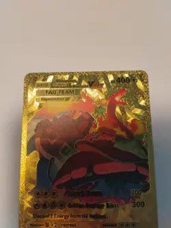 Pokemon Venusaur, Charizard & Blastoise HP400 Tag Team Gold Foil Fan Art Card - Image 3