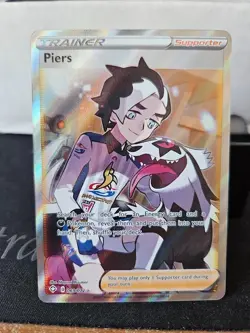 Pokemon TCG Piers Full Art Trainer Ultra Rare Holo Card 069/072 Shining Fates - Image 1