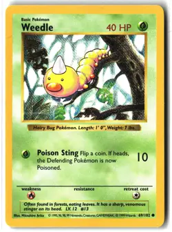 Weedle ⭐ 69/102 Shadowless WOTC Base Set 1999 Pokemon NM - Image 1