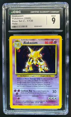 2000 Pokemon Set 2 Alakazam Holo #1/130 CGC 9 - Image 1