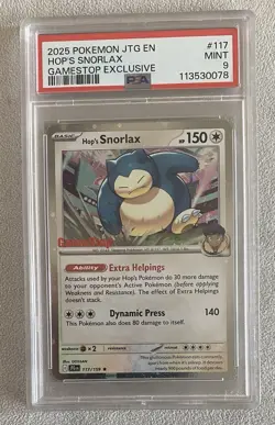 2025 POKEMON JTG EN-JOURNEY TOGETHER GAMESTOP EXCLUSIVE #117 HOP'S SNORLAX PSA 9 - Image 1