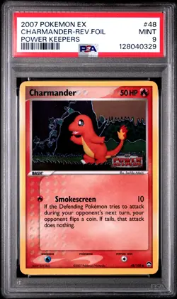 2007 POKEMON EX POWER KEEPERS #48 CHARMANDER-REVERSE FOIL PSA 9 - Image 1