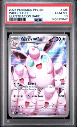 2025 POKEMON PFL EN-PHANTASMAL FLAMES ILLUSTRATION RARE #105 WIGGLYTUFF PSA 10 - Image 1