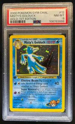 2000 Pokemon Gym Challenge 1st Edition Misty's Golduck Holo #12/132 PSA 8 - Image 1