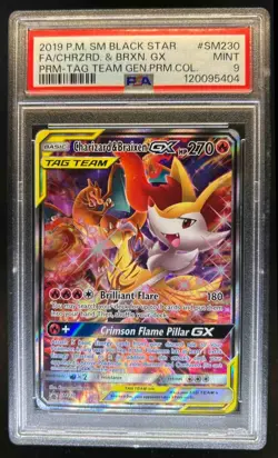 2016-19 Pokemon SM Black Star Promos Charizard & Braixen Tag Team #SM230 PSA 9 - Image 1