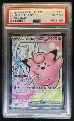 2025 Pokemon SV Journey Together JTG EN Lillie's Clefairy ex #173/159 PSA 10 - Image 1