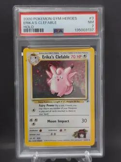 Pokemon TCG Erika's Clefable Gym Heroes 3/132 Holo Unlimited Holo Rare PSA 7 - Image 1