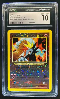 1999 Pokemon Wizards Black Star Promos Entei Reverse Holo #34 CGC 10 - Image 1