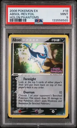 2006 POKEMON EX HOLON PHANTOMS #18 ABSOL-REVERSE FOIL PSA 9 - Image 1