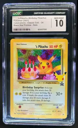 2021 Pokemon Celebrations Pikachu Classic Collection Birthday Holo #24 CGC 10 - Image 1