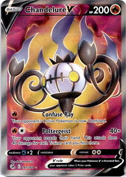 Pokemon TCG Chandelure V 247/264 Fusion Strike Full Art Holo Rare Near Mint - Image 1