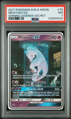 2017 POKEMON SUN & MOON SHINING LEGENDS SECRET #78 MEWTWO GX PSA 7 - Image 1