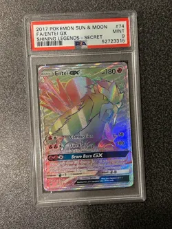 2017 Pokemon Sun Moon Rainbow Entei GX 74 Full Art Shining Legends Secret PSA 9 - Image 1