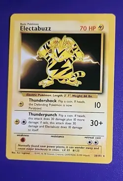 Pokemon TCG Electabuzz Base Set Trading Card 20/102 Regular Rare-LP - Image 1