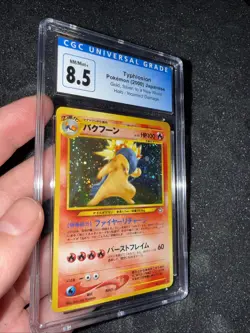 CGC 8.5 Typhlosion Japanese Neo Genesis 157 Holo SWIRL Pokemon Card ERROR CARD!! - Image 1