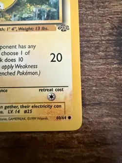 Never Played. Vintage 1st Edition Pikachu Pokemon Card Jungle 60/64 - EXCELLENT - Image 5