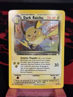 Pokemon TCG 2002 Legendary Collection Dark Raichu Holo Rare Card 7/110 - Image 1