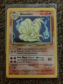 Pokemon TCG Ninetales Base Set Holo Unlimited Rare Card 12/102 1999 WOTC - Image 1