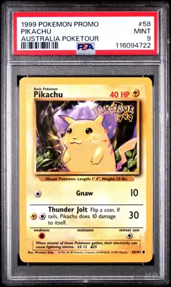 Pikachu Australia Poketour Pokemon Game Promo 58 NM PSA MINT 9 - Image 1