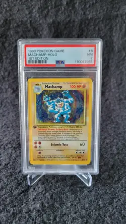 Pokemon TCG Machamp Holo 1st Edition Base Set #8 PSA 7 Holo Rare English - Image 1