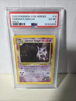 Pokemon TCG Sabrina's Gengar Holo Rare Card 14/132 PSA 6 Gym Heroes with Swirl - Image 1
