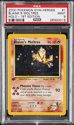 2000 POKEMON GYM HEROES HOLO-1ST ED #1 BLAINE'S MOLTRES PSA 9 - Image 1