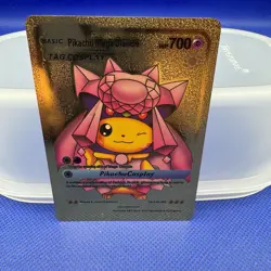 Pokemon Fan Art Pikachu Mega Diancie Gold Foil - Image 1