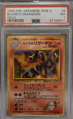 1999 Pokemon Japanese Gym 2 Blaine's Charizard Holo PSA 7 NM - Image 1