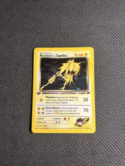 Pokemon TCG Rocket's Zapdos 15/132 1st Edition Gym Challenge Holo HP - Image 3