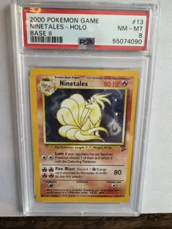 2000 POKEMON BASE SET 2 #13 NINETALES-HOLO PSA 8 - Image 1
