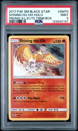 2017 POKEMON SM BLACK STAR PROMO #SM70 SHINING HO-OH-HOLO PSA 9 - Image 1