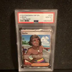 2024 POKEMON SSP EN-SURGING SPARKS ULTRA RARE #235 SURFER 🔥PSA 10 - Image 1
