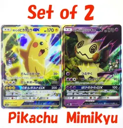Ash’s Pikachu GX 005/026 SMD Team Rocket's Mimikyu GX 010/026 Pokemon Jananese - Image 1