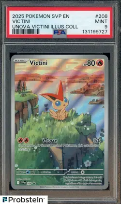 2025 Pokemon SVP En Unova Victini Illustration Collection #208 Victini PSA 9 - Image 1