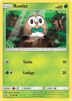 Rowlet SM Base Set 9/149 NM English Pokemon Card - Image 1